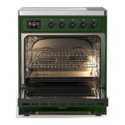 ILVE Majestic III 30" Emerald Green Induction Range with 4 Elements Solid Door