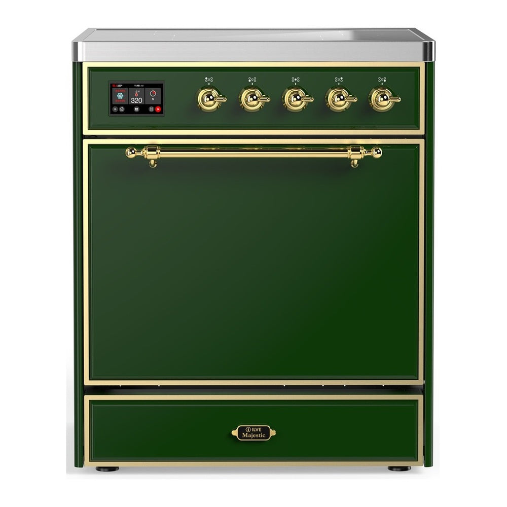 ILVE Majestic III 30" Emerald Green Induction Range with 4 Elements Solid Door