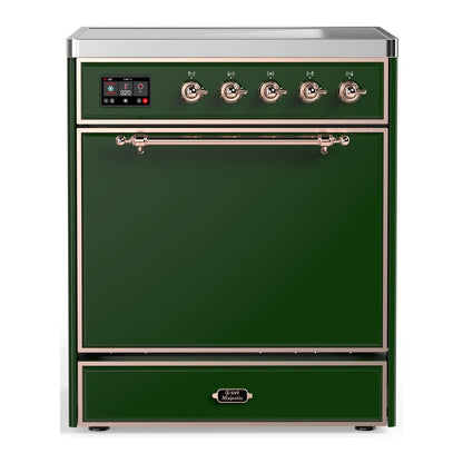 ILVE Majestic III 30" Emerald Green Induction Range with 4 Elements Solid Door