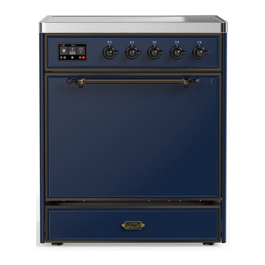 ILVE Majestic III 30" Midnight Blue Induction Range with 4 Elements Solid Door