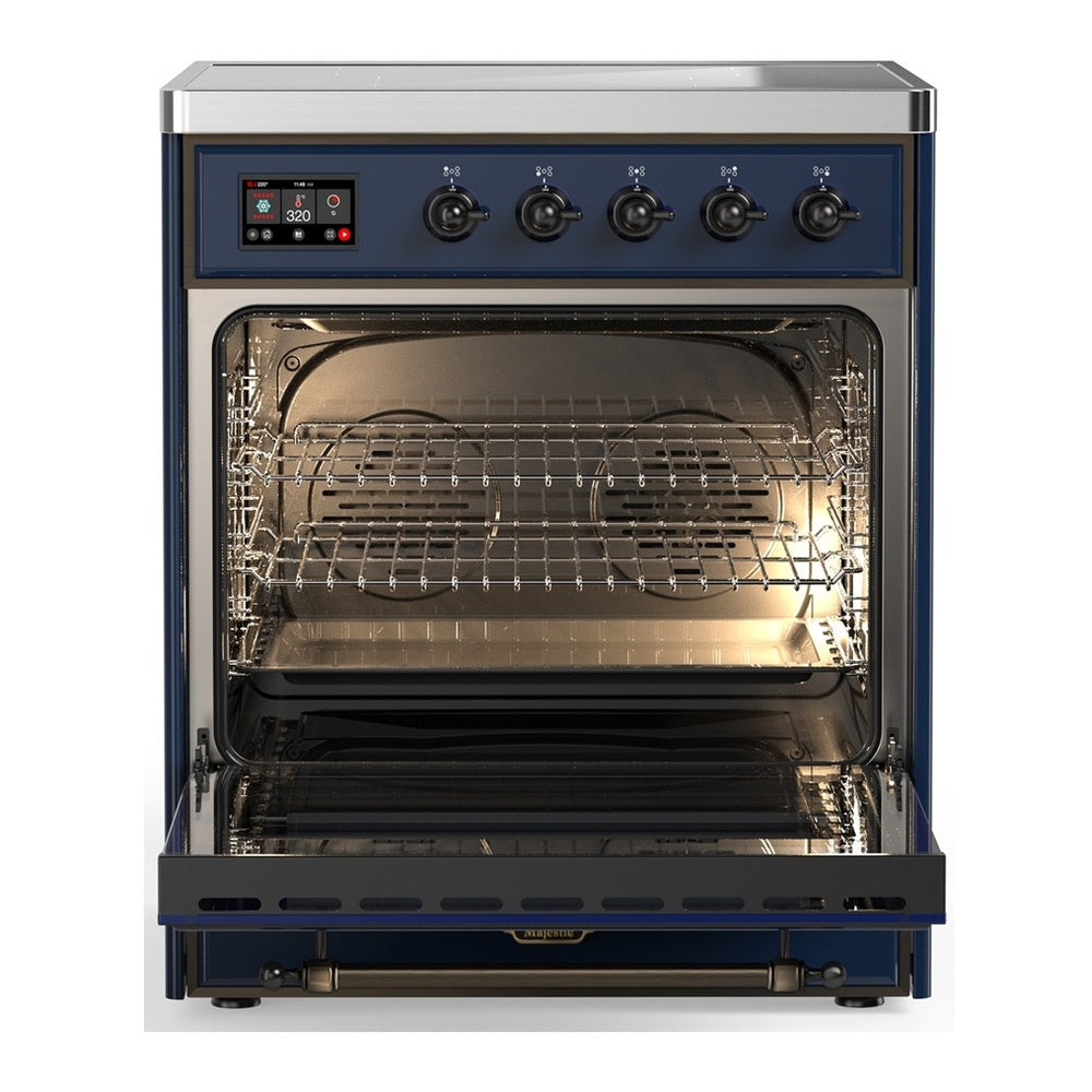 ILVE Majestic III 30" Midnight Blue Induction Range with 4 Elements Solid Door