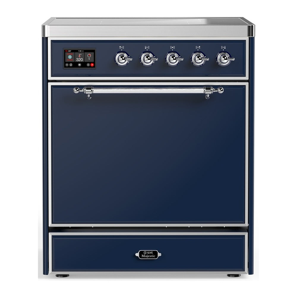 ILVE Majestic III 30" Midnight Blue Induction Range with 4 Elements Solid Door