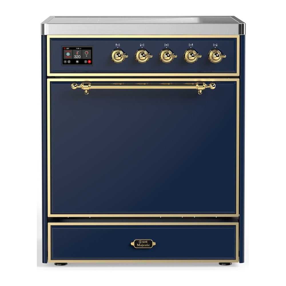 ILVE Majestic III 30" Midnight Blue Induction Range with 4 Elements Solid Door
