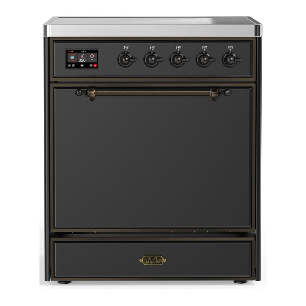 ILVE Majestic III 30" Graphite Matte Induction Range with 4 Elements Solid Door