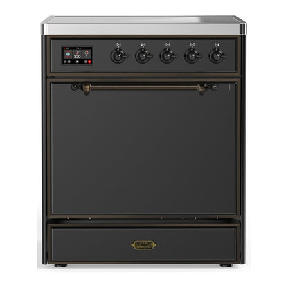 ILVE Majestic III 30" Graphite Matte Induction Range with 4 Elements Solid Door