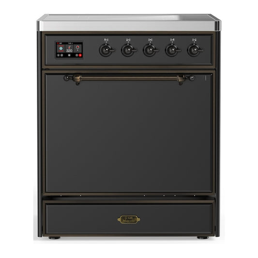 ILVE Majestic III 30" Graphite Matte Induction Range with 4 Elements Solid Door