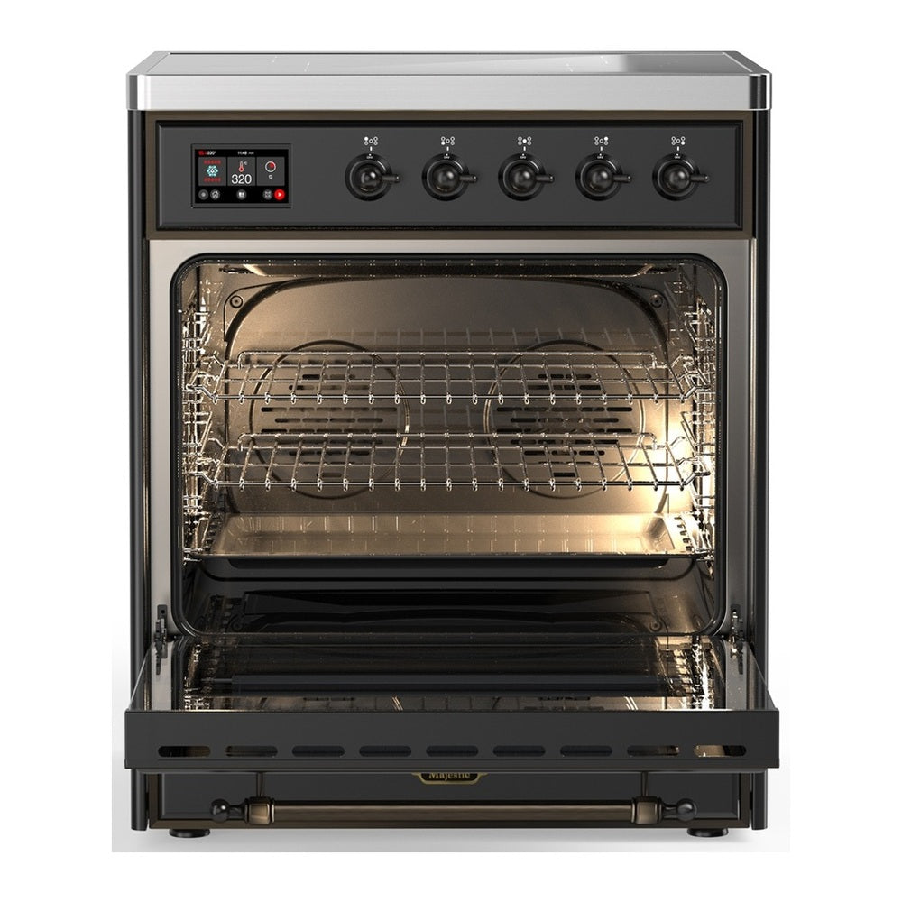 ILVE Majestic III 30" Graphite Matte Induction Range with 4 Elements Solid Door