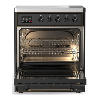 ILVE Majestic III 30" Graphite Matte Induction Range with 4 Elements Solid Door