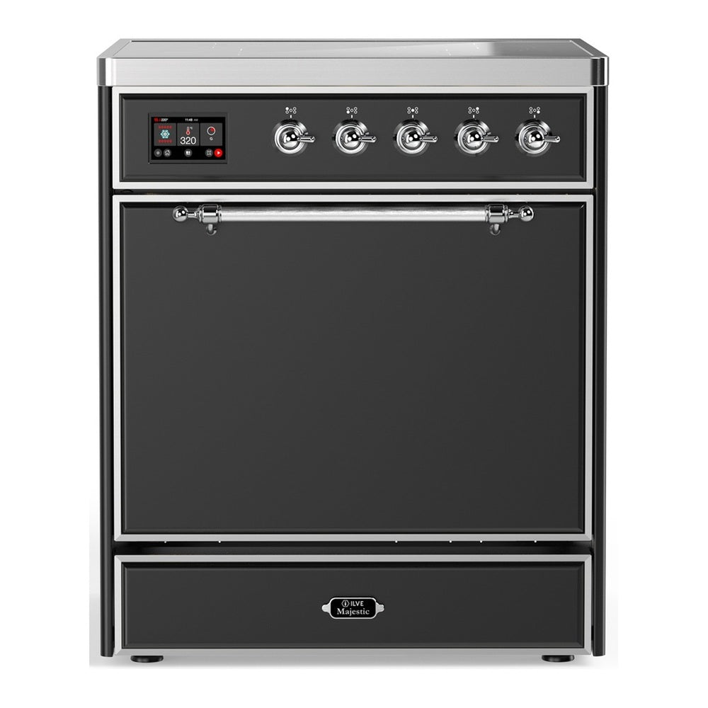 ILVE Majestic III 30" Graphite Matte Induction Range with 4 Elements Solid Door