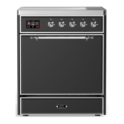 ILVE Majestic III 30" Graphite Matte Induction Range with 4 Elements Solid Door