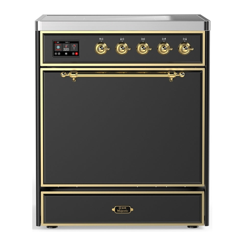 ILVE Majestic III 30" Graphite Matte Induction Range with 4 Elements Solid Door