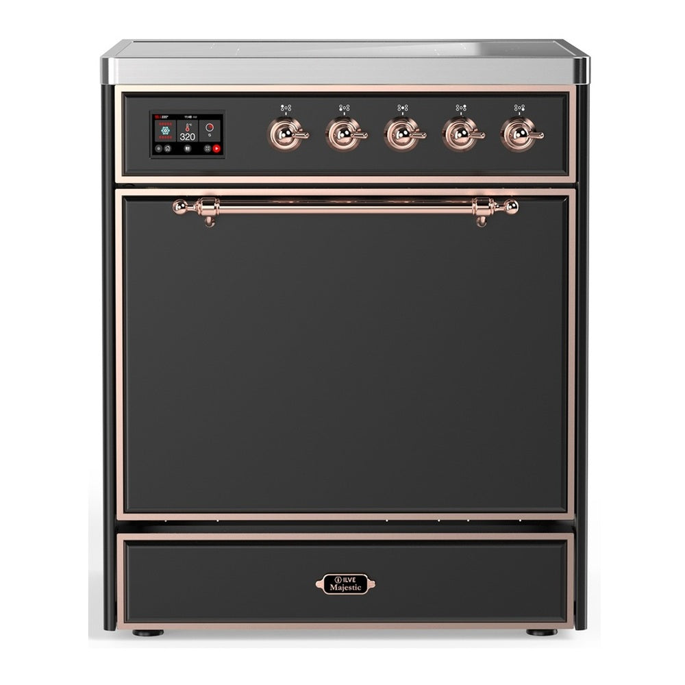 ILVE Majestic III 30" Graphite Matte Induction Range with 4 Elements Solid Door