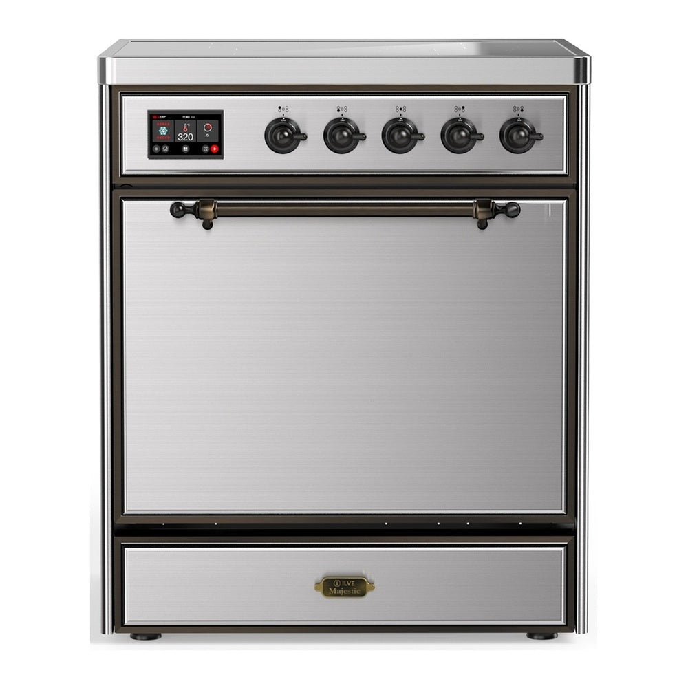 ILVE Majestic III 30" Stainless Steel Induction Range with 4 Elements Solid Door