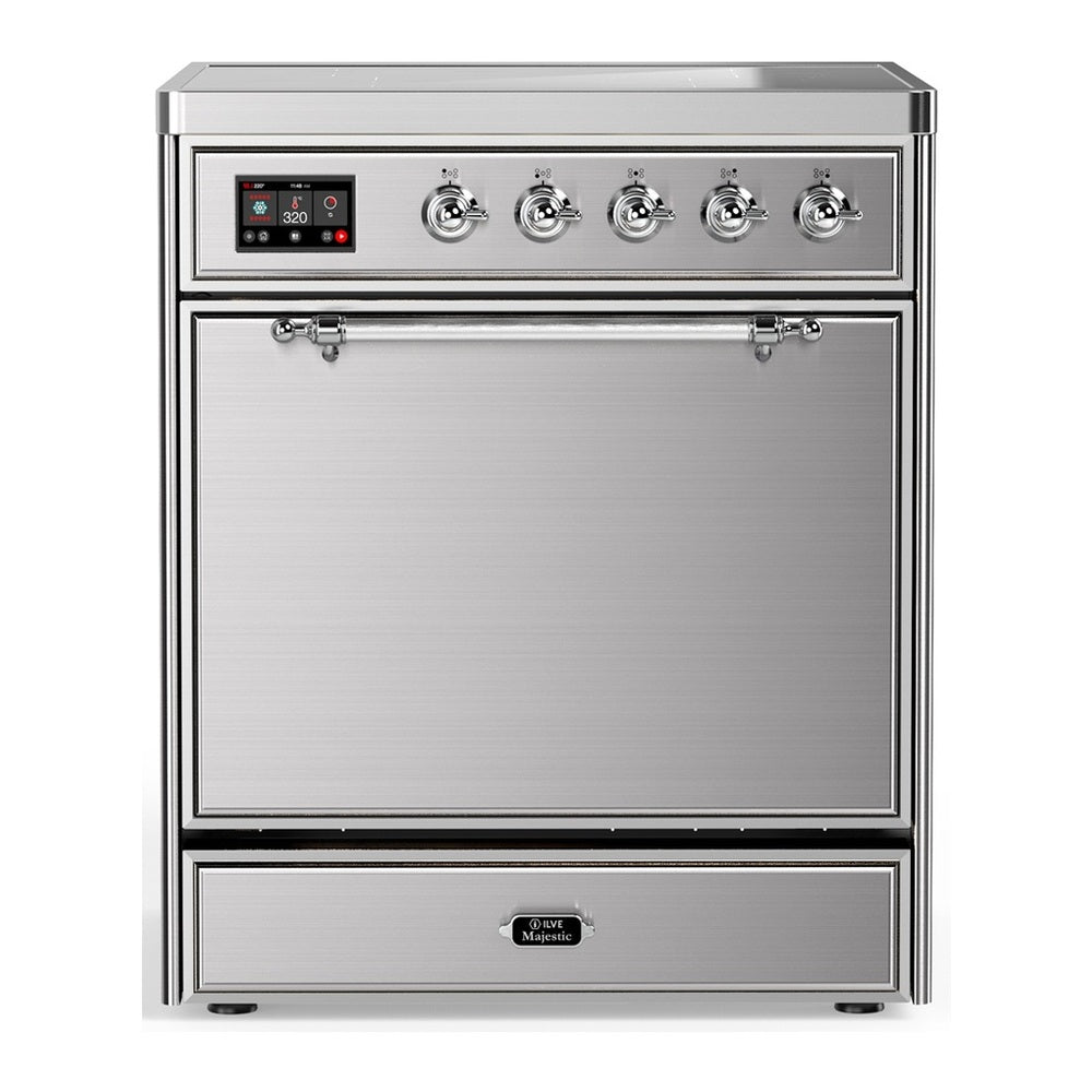 ILVE Majestic III 30" Stainless Steel Induction Range with 4 Elements Solid Door