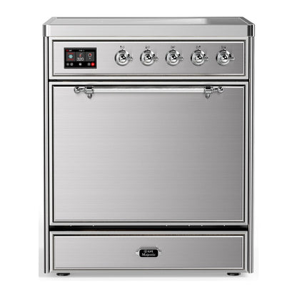 ILVE Majestic III 30" Stainless Steel Induction Range with 4 Elements Solid Door