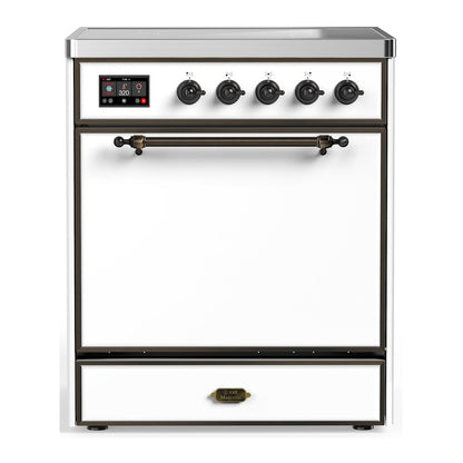 ILVE Majestic III 30" White Induction Range with 4 Elements Solid Door
