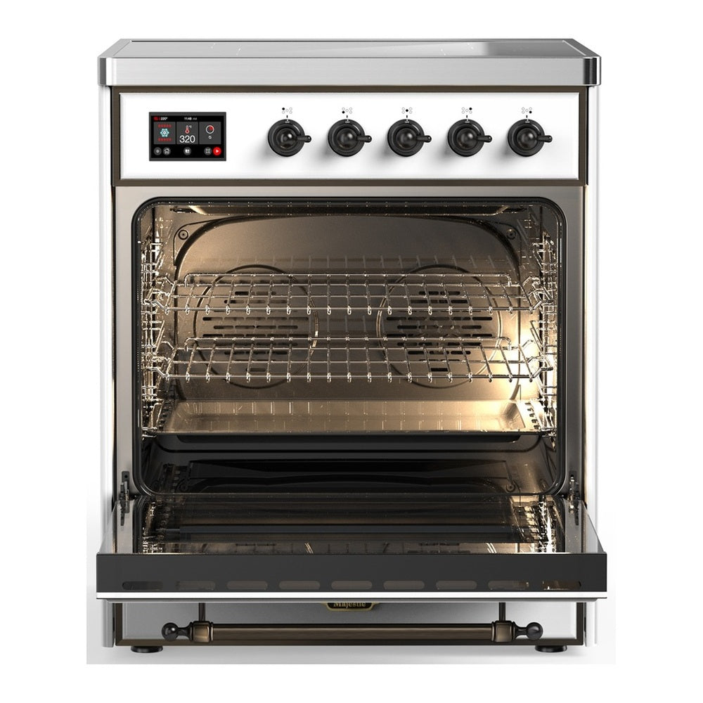 ILVE Majestic III 30" White Induction Range with 4 Elements Solid Door