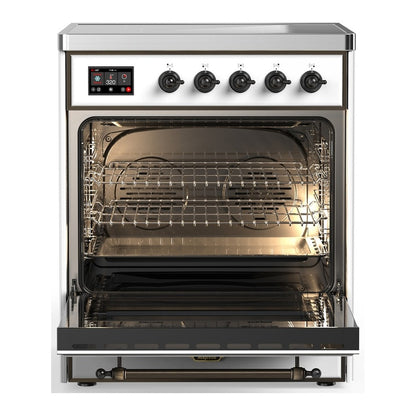 ILVE Majestic III 30" White Induction Range with 4 Elements Solid Door