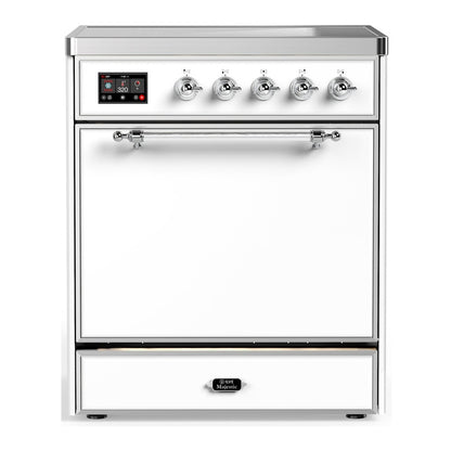 ILVE Majestic III 30" White Induction Range with 4 Elements Solid Door