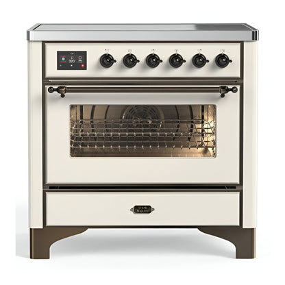 ILVE Majestic III 36" Antique White Induction Range with 6 Elements Triple Glass Door