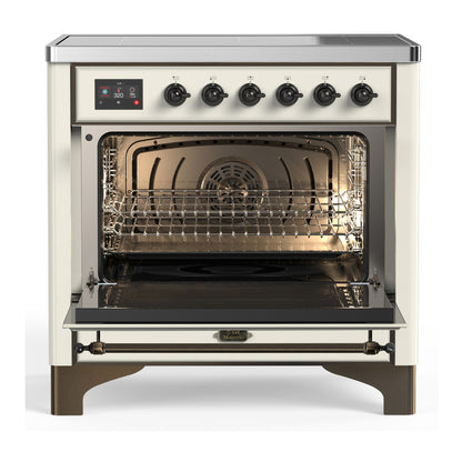 ILVE Majestic III 36" Antique White Induction Range with 6 Elements Triple Glass Door