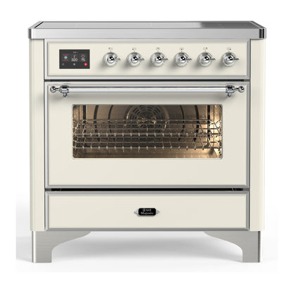 ILVE Majestic III 36" Antique White Induction Range with 6 Elements Triple Glass Door