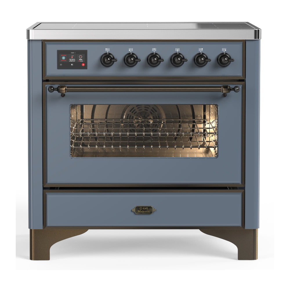ILVE Majestic III 36" Blue Grey Induction Range with 6 Elements Triple Glass Door