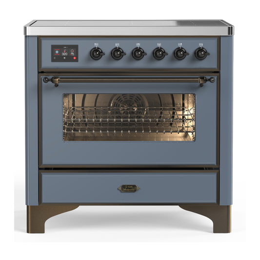 ILVE Majestic III 36" Blue Grey Induction Range with 6 Elements Triple Glass Door