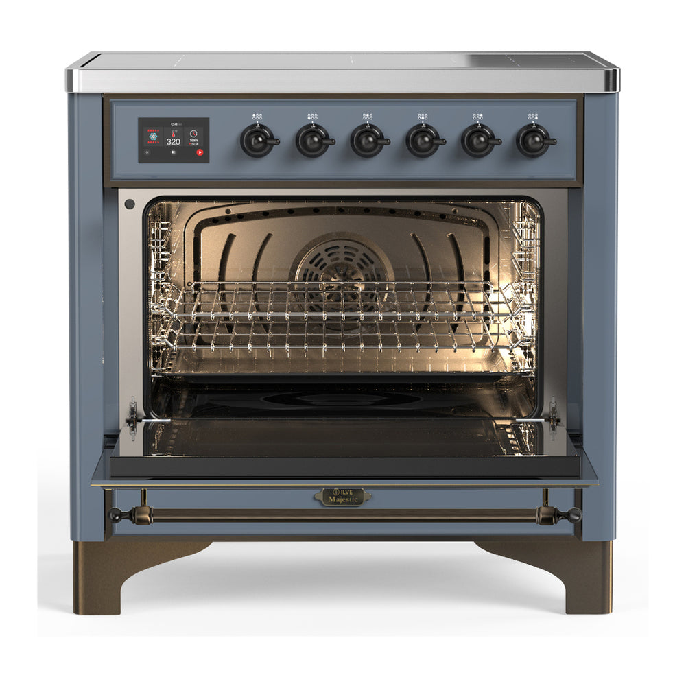 ILVE Majestic III 36" Blue Grey Induction Range with 6 Elements Triple Glass Door