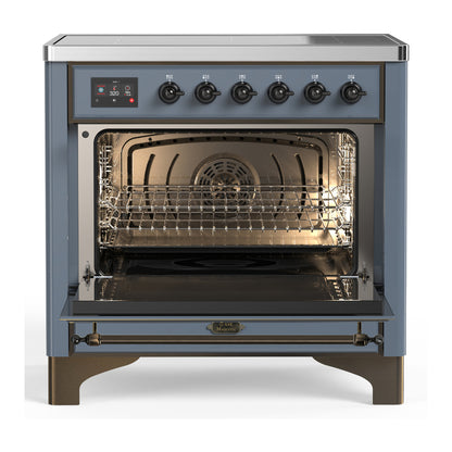 ILVE Majestic III 36" Blue Grey Induction Range with 6 Elements Triple Glass Door