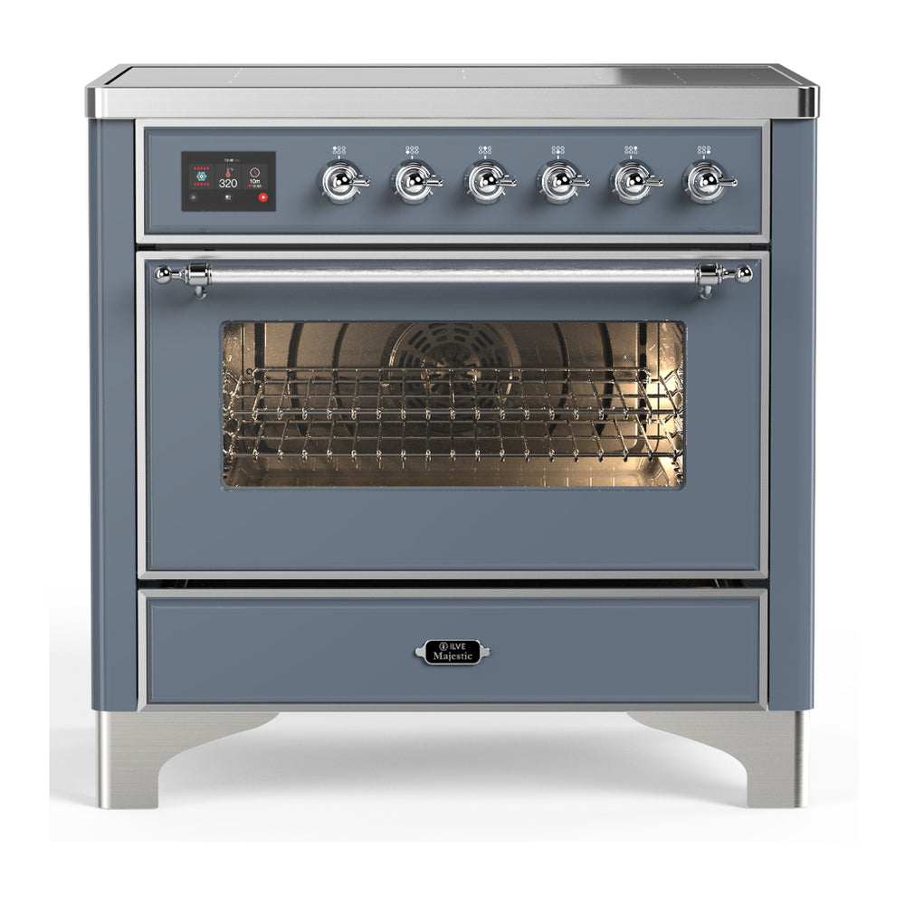 ILVE Majestic III 36" Blue Grey Induction Range with 6 Elements Triple Glass Door