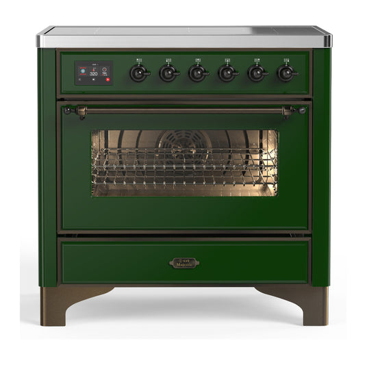 ILVE Majestic III 36" Emerald Green Induction Range with 6 Elements Triple Glass Door