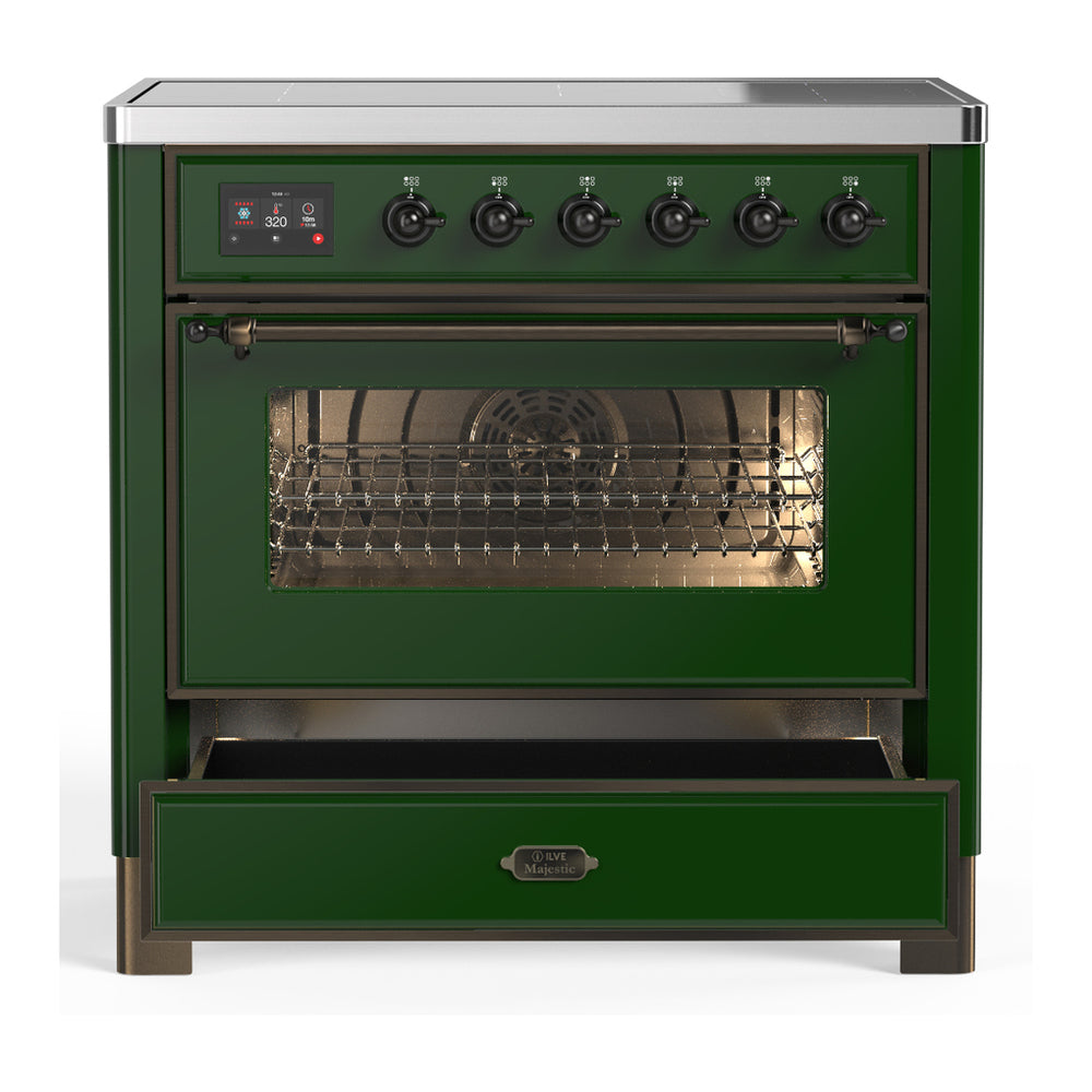 ILVE Majestic III 36" Emerald Green Induction Range with 6 Elements Triple Glass Door