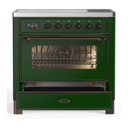 ILVE Majestic III 36" Emerald Green Induction Range with 6 Elements Triple Glass Door