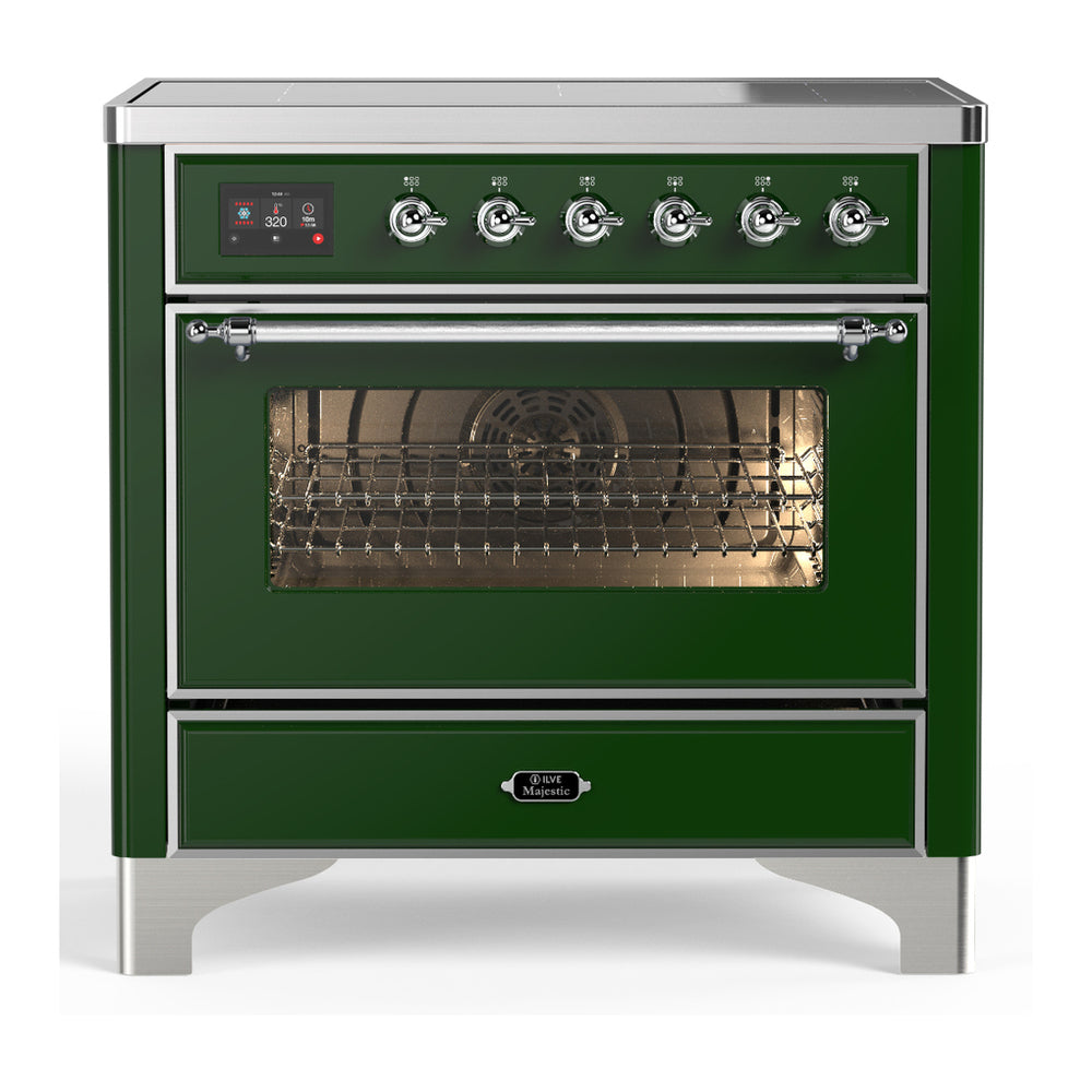 ILVE Majestic III 36" Emerald Green Induction Range with 6 Elements Triple Glass Door