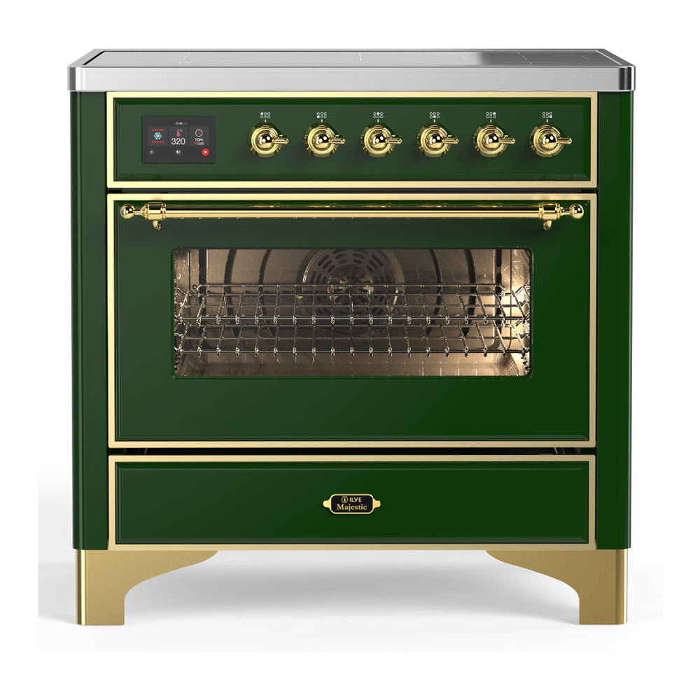 ILVE Majestic III 36" Emerald Green Induction Range with 6 Elements Triple Glass Door