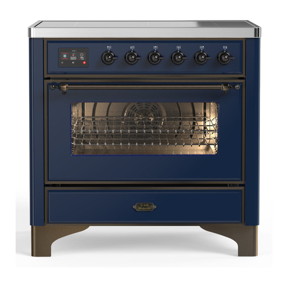 ILVE Majestic III 36" Midnight Blue Induction Range with 6 Elements Triple Glass Door