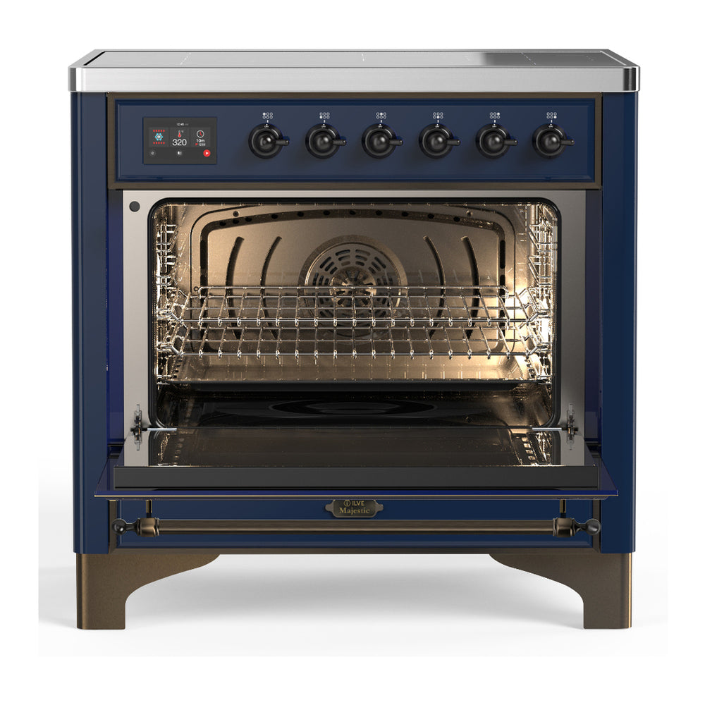 ILVE Majestic III 36" Midnight Blue Induction Range with 6 Elements Triple Glass Door