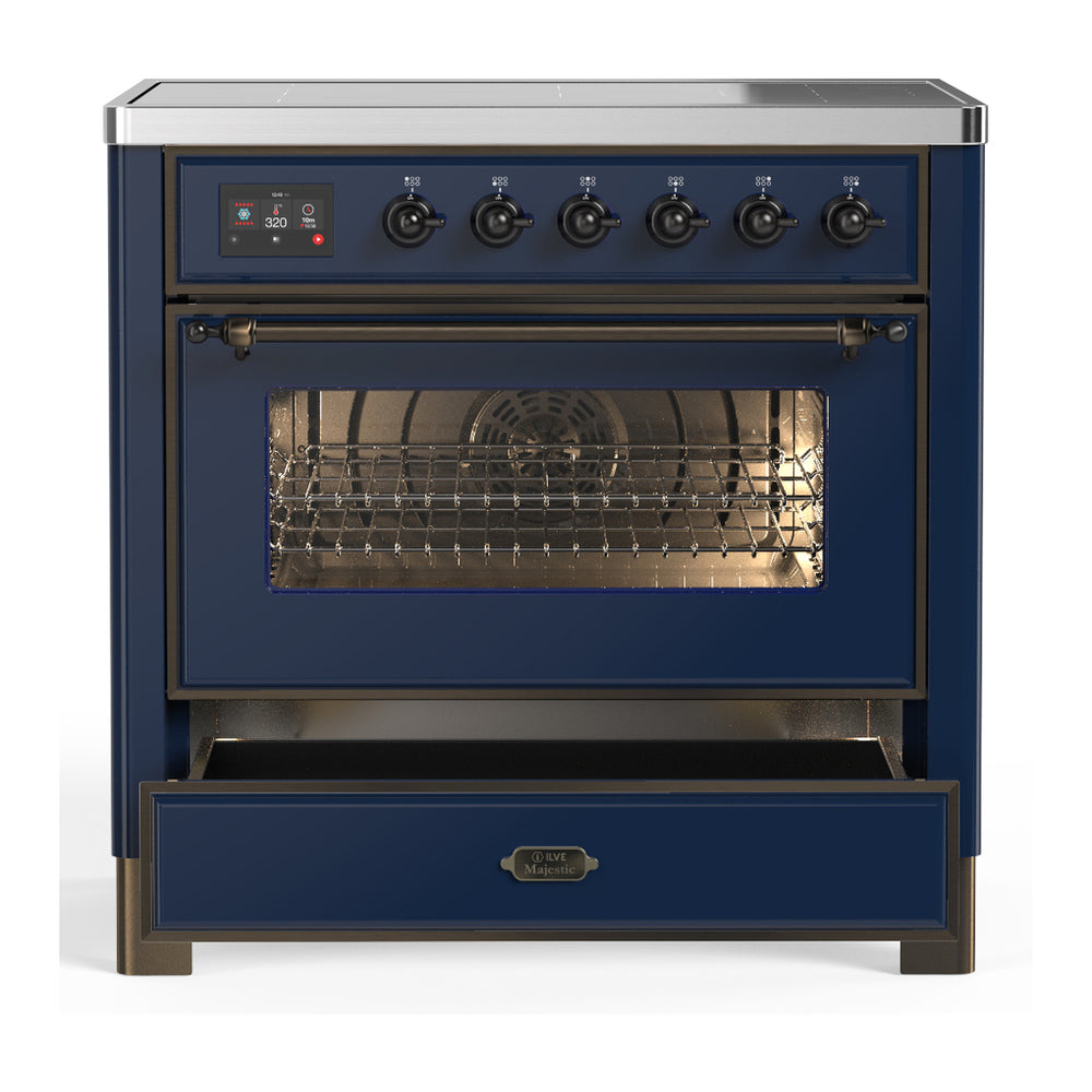 ILVE Majestic III 36" Midnight Blue Induction Range with 6 Elements Triple Glass Door