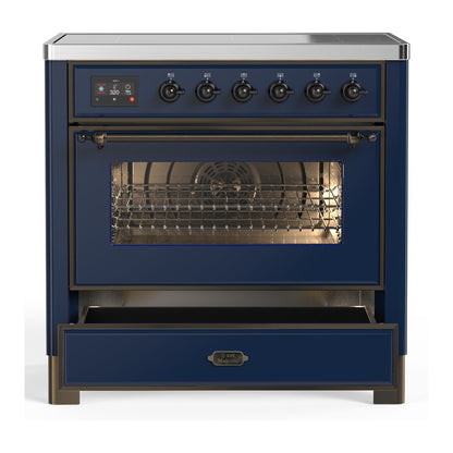 ILVE Majestic III 36" Midnight Blue Induction Range with 6 Elements Triple Glass Door