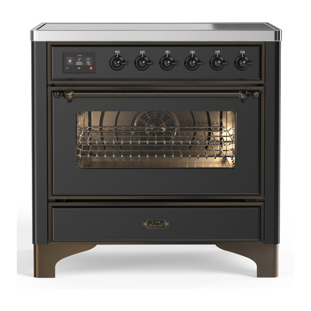 ILVE Majestic III 36" Graphite Matte Induction Range with 6 Elements Triple Glass Door