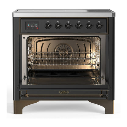 ILVE Majestic III 36" Graphite Matte Induction Range with 6 Elements Triple Glass Door