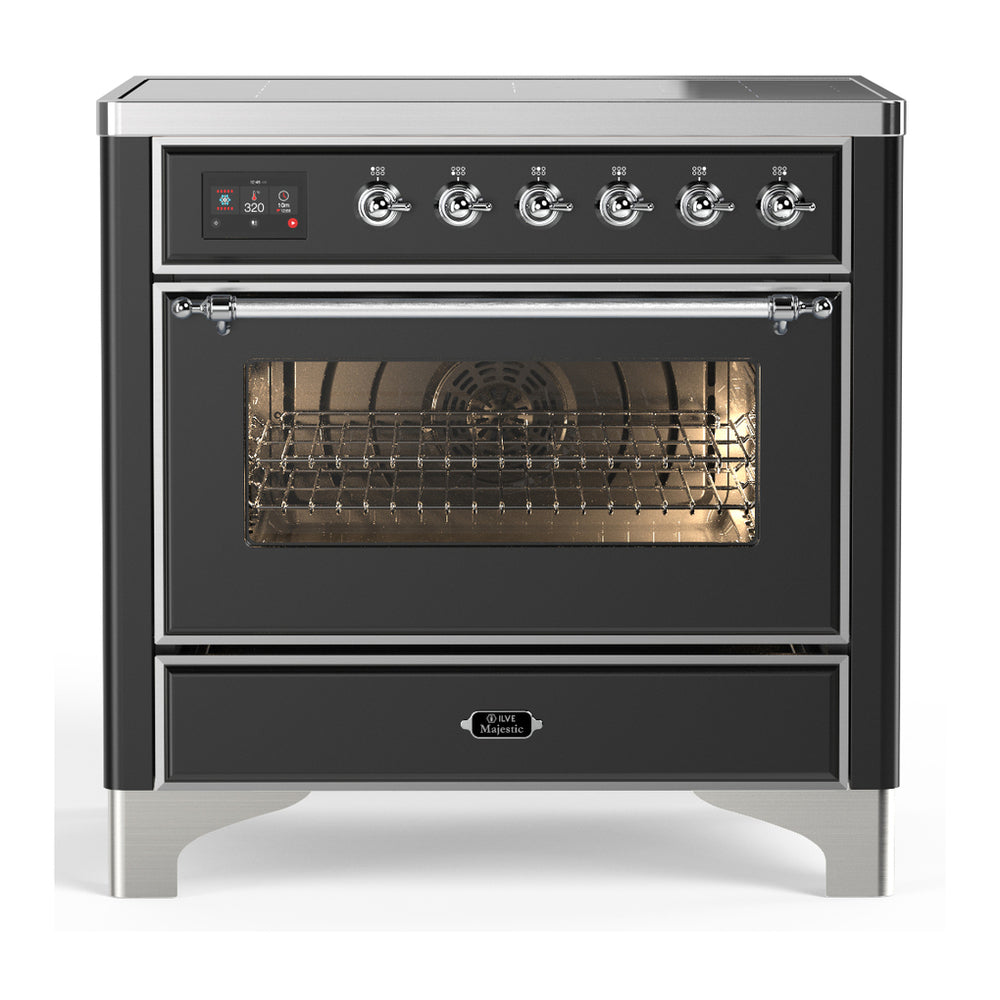 ILVE Majestic III 36" Graphite Matte Induction Range with 6 Elements Triple Glass Door