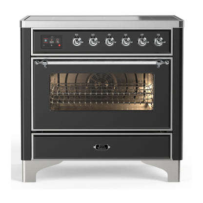 ILVE Majestic III 36" Graphite Matte Induction Range with 6 Elements Triple Glass Door