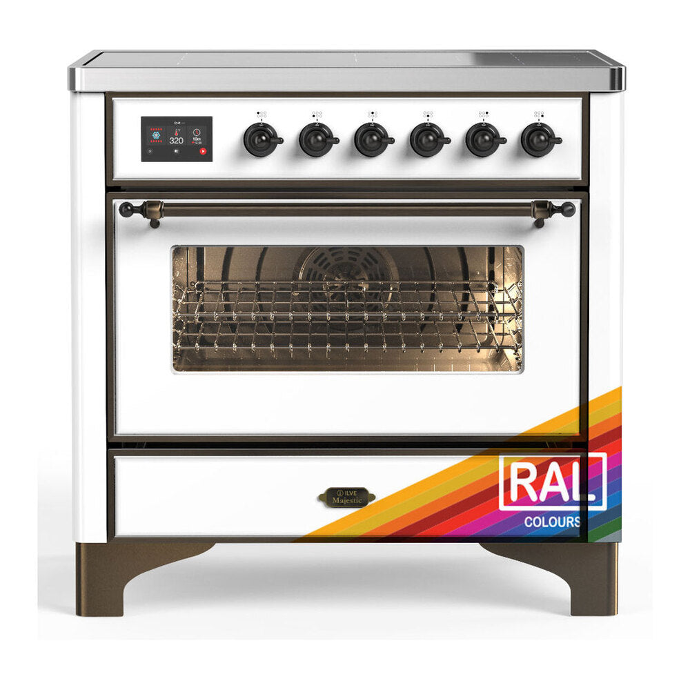 ILVE Majestic III 36" RAL Induction Range with 6 Elements Triple Glass Door