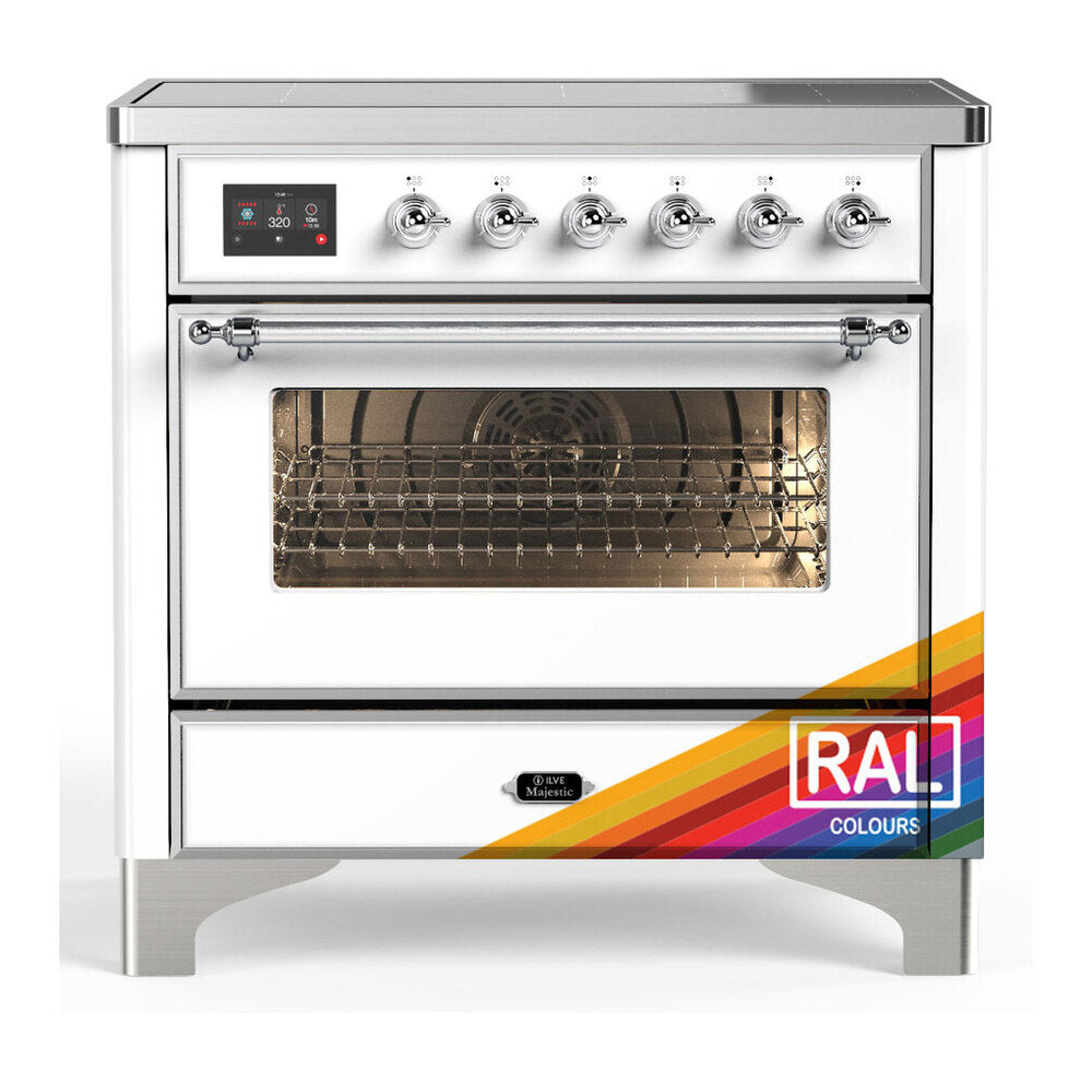 ILVE Majestic III 36" RAL Induction Range with 6 Elements Triple Glass Door