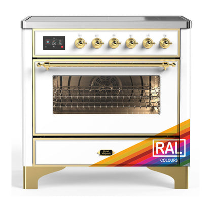 ILVE Majestic III 36" RAL Induction Range with 6 Elements Triple Glass Door