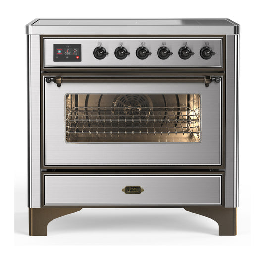 ILVE Majestic III 36" Stainless Steel Induction Range with 6 Elements Triple Glass Door