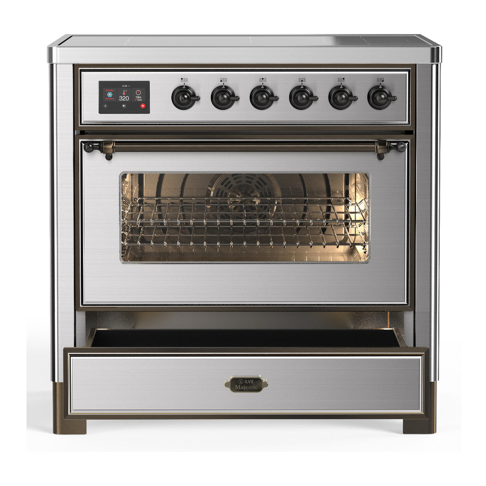 ILVE Majestic III 36" Stainless Steel Induction Range with 6 Elements Triple Glass Door