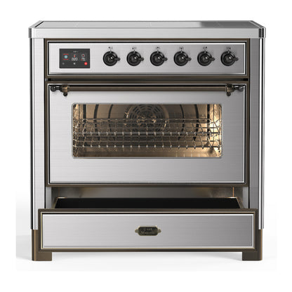 ILVE Majestic III 36" Stainless Steel Induction Range with 6 Elements Triple Glass Door